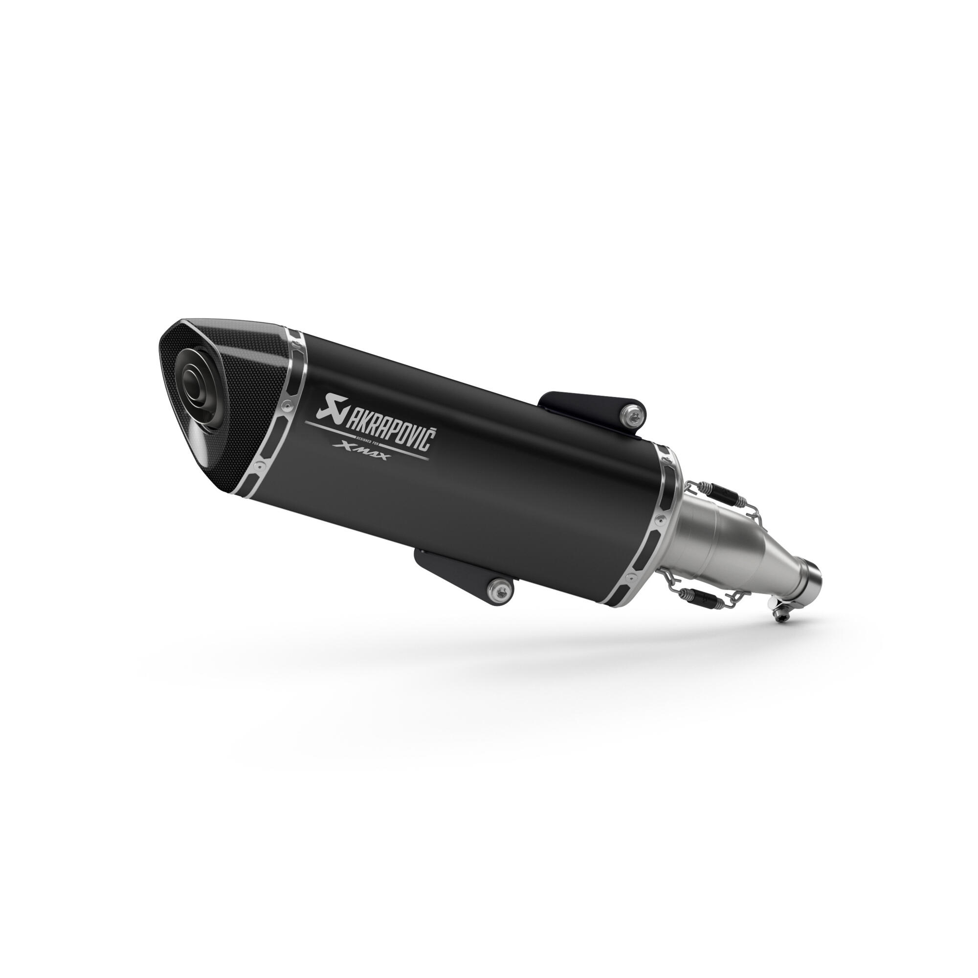 PONTEIRA DE ESCAPE EM PRETO AKRAPOVIČ PARA A XMAX 125 YAMAHA — vista geral