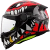 Capacete LS2 KID Punk Cinza Vermelho Brilhante