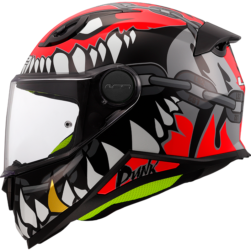 Capacete LS2 KID Punk Cinza Vermelho Brilhante