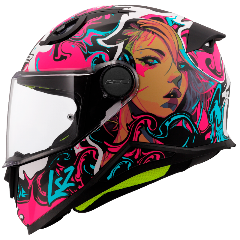 Capacete LS2 KID Cyberg Roxo Ciano Mate