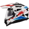 Capacete LS2 PIONEER II Namib Branco Azul Vermelho Brilhante