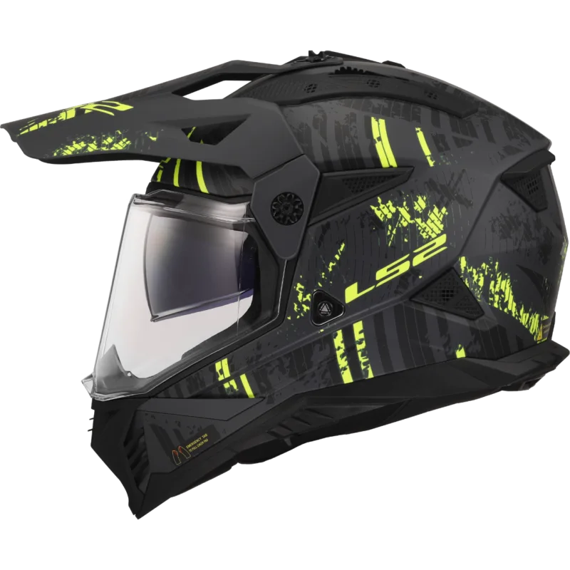 Capacete LS2 PIONEER II Crazy Preto Amarelo Hi-Vis Mate